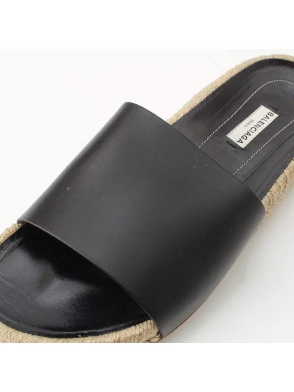 Balenciaga Leather Espadrille Sandals Black 38 - Picture 8 of 10